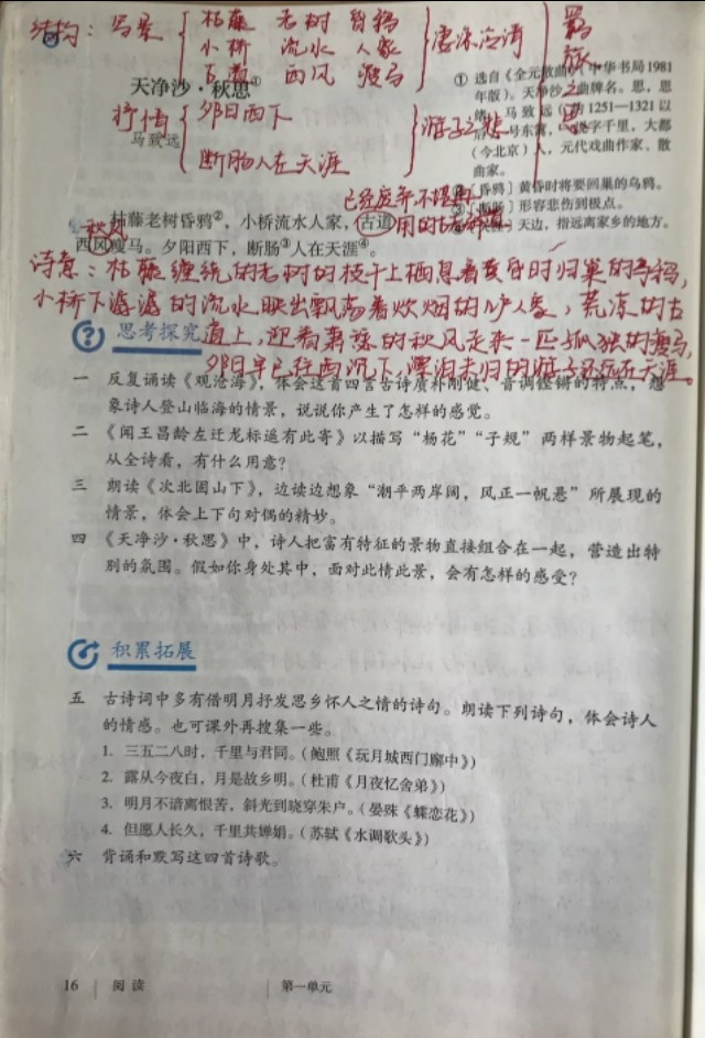 诗四首是几年级的课文？古代诗歌四首解释